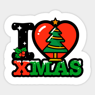 I heart Christmas tree  xmas Sticker